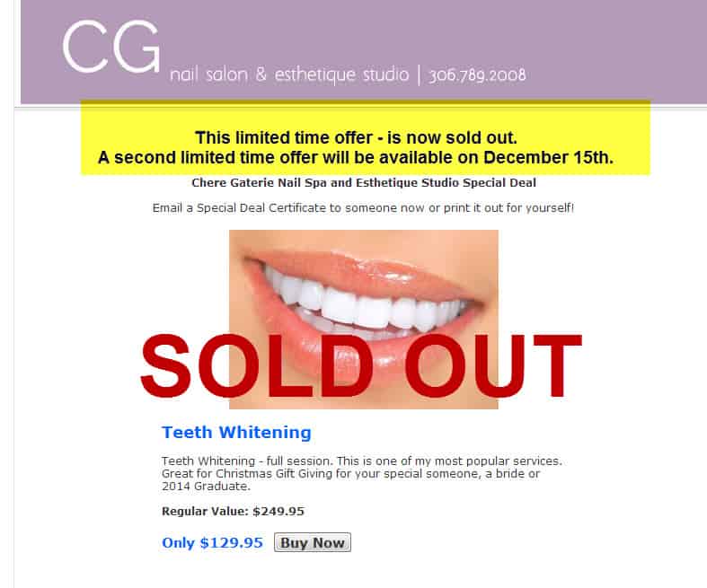 teeth whitening december 15th sold out
