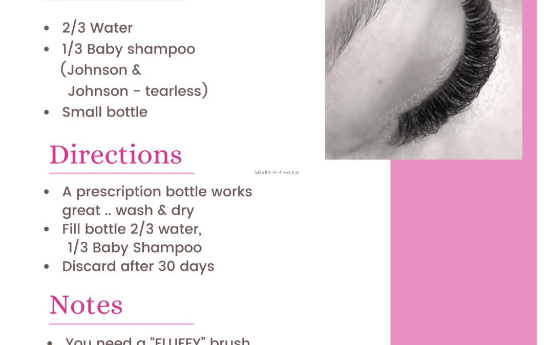 Lash Shampoo Recipe for Lash Extensions or Natural Lashes - cg lash studio, regina sk