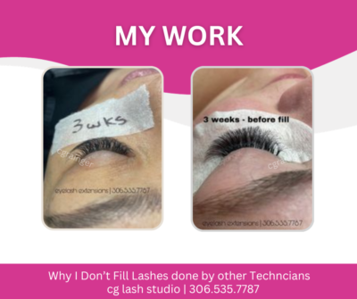 don't fill lashes done by other technicians - my work
